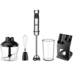 Batidora de mano Grunkel BM-1500SET/ 1500W/ Capacidad 0.8L/ Incluye Vaso, Picadora, Varilla y Soporte